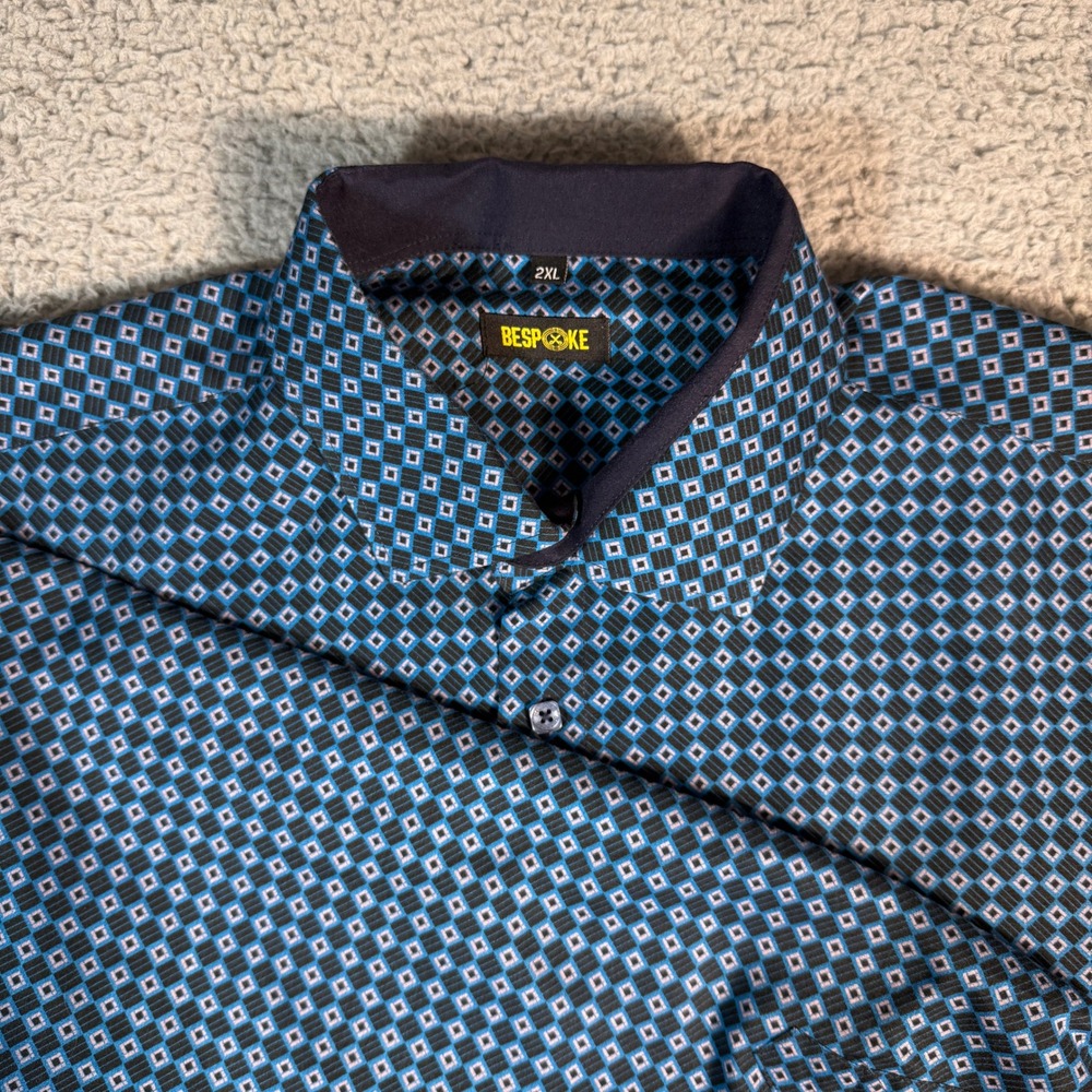 Bespoke Moda Dress Shirt Men's 2XL Blue Button-Up Business Preppy Work